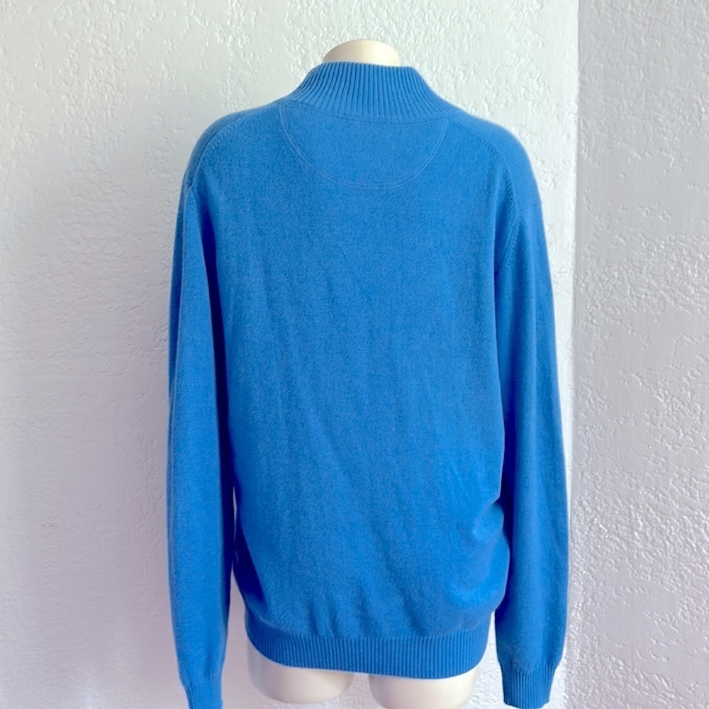 Kinross 100% Cashmere 1/4 Zip Mock Neck Stonewash Blue Sweater MED - Picture 6 of 13